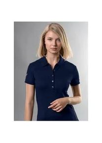 Poloshirt TRIGEMA "TRIGEMA mit Kristallsteinen" Gr. XXXL, blau (navy) Damen Shirts