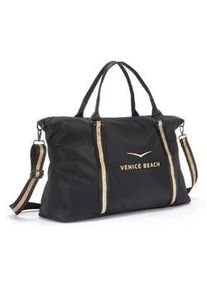 Sporttasche Venice Beach Gr. B/H/T: 54cm x 34cm x 17cm, schwarz (schwarz / goldfarben) Taschen große Umhängetasche, Weekender, Strandtasche mit Druck VEGAN