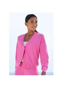 Strickjacke Lascana Gr. 40/42, pink Damen Strickjacken in kurzer Form, Loungewear