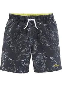 Badeshorts s.Oliver "Blade Kids" Gr. 170/176, N-Gr, schwarz Kinder Badehosen mit kontrastfarbenem Detail