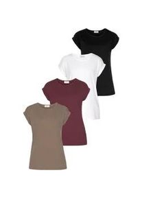 T-Shirt BOYSEN'S Gr. 36, bunt (taupe, bordeaux, weiß, schwarz) Damen Shirts Kurzarm, basic, Rundhalsausschnitt, für Freizeit und Sport