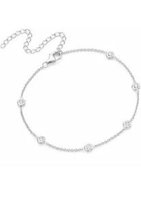 Fußkette Firetti "Schmuck Geschenk Silber 925 Körperschmuck Ankerkette" Fußkettchen Gr. Silber 925 (Sterlingsilber), silberfarben (silber-925 + weiß) mit Zirkonia (synth.)