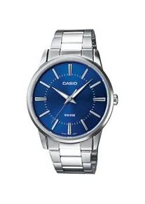 Quarzuhr CASIO TIMELESS COLLECTION Armbanduhren silberfarben (edelstahlfarben, blau) Damen Armbanduhr, Herrenuhr, Damenuhr, analog, Neo-Display