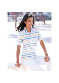 Poloshirt Casual Looks "Poloshirt" Gr. 54, bunt (eisblau-apricot-geringelt) Damen Shirts