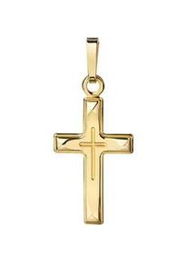 Ketten-Anhänger Firetti "Schmuck Geschenk Gold 585 Halsschmuck Anhänger Kreuz" Schmuckanhänger Gr. Gelbgold 585, 0,47 g, goldfarben (gelbgoldfarben) Damen Made in Germany