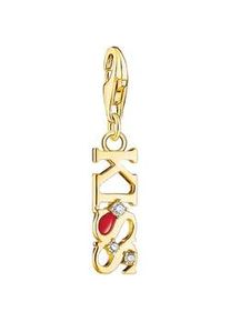 Charm-Einhänger Thomas Sabo "KISS mit weißen Steinen, 2066-041-10, 2067-565-10" Charms bunt (gelbgoldfarben, rot, weiß, weiß) Damen mit Zirkonia (synth.)