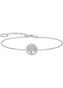 Armband Thomas Sabo "mit Tree-of-Love-Anhänger, A2160-007-21-L19V, A2160-427-39-L19V" Armbänder Gr. 19, Silber 925 (Sterlingsilber), bunt (silberfarben-weiß) Damen