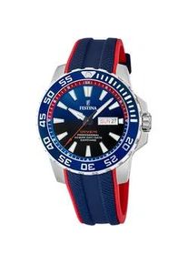 Quarzuhr Festina "Diver Collection, F20662/1" Armbanduhren bunt (blau-rot) Herren Armbanduhr, Herrenuhr, Taucheruhr, Silikonarmband, Datum