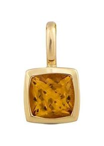 Ketten-Anhänger OROLINO "Gold 585 mit echtem Citrin 5x5mm" Schmuckanhänger Gr. ONE-SIZE, Gold, 0,7 g, gelb (gelb, gelb) Damen