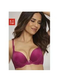 Push-up-BH s.Oliver Gr. 80, Cup B, lila (beere) Damen BHs mit feiner Spitze seitlich am Cup und modischem Accessoire, Dessous