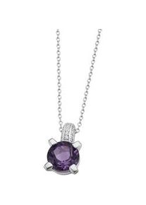 Kette mit Anhänger Firetti "Schmuck Geschenk Silber 925 Halsschmuck Halskette Solitär" Halsketten Gr. Silber 925 (Sterlingsilber), L: 45cm B: 1,2mm, silberfarben, lila, kristallweiß Damen mit Amethyst, Zirkonia (synth.)