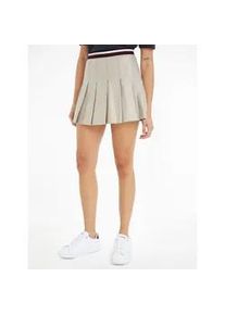 Minirock Tommy Hilfiger "GLOBAL STP PLEATED SHORT SKIRT" Gr. 40, beige (classic_beige) Damen Röcke