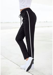 Lascana Jogger Pants schwarz Gr. 32 für Damen. Mit Kontraststreifen, Bindeband. Basic