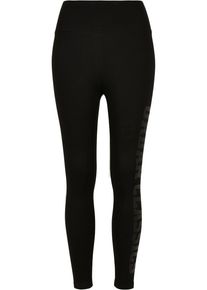 Urban Classics Damen Leggings "Urban Classics Damen Ladies High Waist Branded Leggings", schwarz, Gr. XS, 95% Baumwolle, 5% Elasthan, Hosen