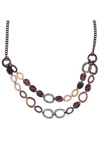Steuer Damen Collierkettchen "Metallcollier 2-reihig in kupferbraun mit Strasszierde", 56cm, Metall, L: 56cm B: 18.0mm, braun, Metall, B:18.0mm,