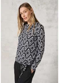 Cecil Damen Langarmshirt, grau, casual, Gr. XXL, bedruckt, Stoff, 67% Viskose, 28% Polyester, 5% Elasthan, Shirts, mit Tunnelzug am Saum