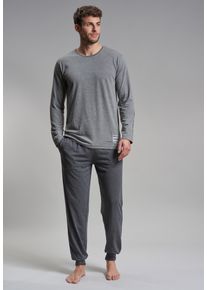 Tom Tailor Herren Pyjama, Gr. 48, grau, Single Jersey, Obermaterial: 100% Baumwolle, meliert, casual, Homewear-Sets, mit Aufdruck
