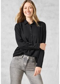 Cecil Damen Langarmbluse, schwarz, casual, Gr. XXL, unifarben, Stoff, 100% Viskose, Blusen, mit dekorativer Knopfleiste