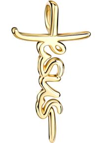 Firetti Damen Ketten-Anhänger "Schmuck Geschenk Gold 333 Halsschmuck Anhänger Kreuz Jesus Schriftzug", Gelbgold 333, 0,54 g, gold, Gelbgold 333,
