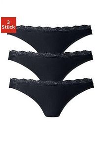 Lascana Damen String, Gr. 32, schwarz, Obermaterial: 95% Baumwolle, 5% Elasthan. Spitze: 87% Polyamid, 13% Elasthan, unifarben, Unterhosen, aus