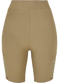 Urban Classics Damen Radlerhose "Urban Classics Damen Ladies High Waist Lace Inset Cycle Shorts", grün, Gr. XXL, unifarben, 94% Baumwolle, 6%