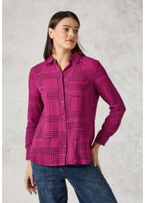 Cecil Damen Langarmbluse, pink, casual, Gr. XL, gemustert, Web, 100% Baumwolle, Blusen, mit Knopfleiste