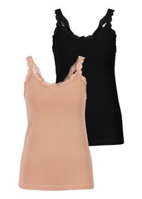Lascana Damen Unterhemd, Gr. 32, schwarz, Single Jersey, Obermaterial: 95% Baumwolle, 5% Elasthan. Spitze: 87% Polyamid, 13% Elasthan, unifarben,
