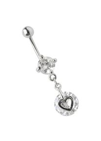 Adelia´s ADELIA ́S Damen Bauchnabelpiercing "Piercing Bauchnabelpiercing", transparent, Titan, Piercings, mit zwei runden, gefassten Zirkonias