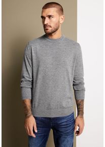 Street One MEN Herren Stehkragenpullover, grau, casual, Gr. XL, unifarben, Web, 60% Baumwolle, 40% Polyester, Pullover, mit Rippstrickdetails
