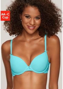 Nuance Damen Schalen-BH, Gr. 70, blau, Spitze, Microtouch, Obermaterial: 85% Polyamid, 15% Elasthan, feminin, BHs, im Rücken aus Spitze, Cups aus