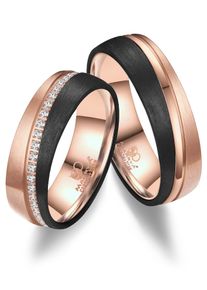 MARRYA Damen Partnerring "Carbon Ringe Trauringe Eheringe Partnerringe", 68, Carbon, rosa, Carbon, Fingerringe