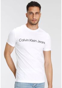 Herren T-Shirt "CORE INSTITUTIONAL LOGO SLIM TEE", weiß, modisch, Gr. XXL, Calvin Klein Jeans, bedruckt, Single Jersey, Obermaterial: 100% Baumwolle,
