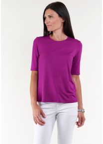 Seidel Moden Damen T-Shirt, lila, Basic, Gr. 48, unifarben, Jersey, Obermaterial: 95% Viskose, 5% Elasthan, Shirts, mit Rundhalsausschnitt, MADE IN