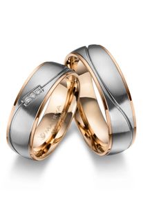 MARRYA Damen Partnerring "Edelstahl Ringe Trauringe Eheringe Partnerringe", 48, Edelstahl, rosa, Edelstahl, Fingerringe