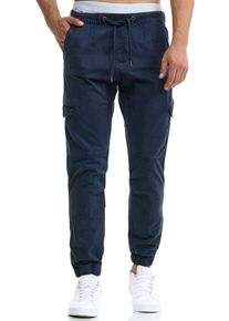 INDICODE Herren Cargohose "INLevi", blau, modisch, Gr. XXL, unifarben, Web, Obermaterial: 98% Baumwolle, 2% Elasthan, Hosen, mit seitlichen