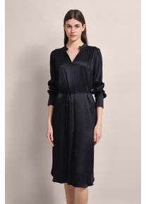 Bugatti Damen Blusenkleid, schwarz, Gr. 34, unifarben, 100% Viskose, Kleider, mit Bindegürtel
