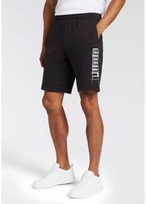 Puma Herren Shorts "ESS+ LOGO LAB SHORTS 10'' TR", schwarz, sportlich, Gr. XXL, bedruckt, Sweatware, Obermaterial: 68% Baumwolle, 32% Polyester, Hosen