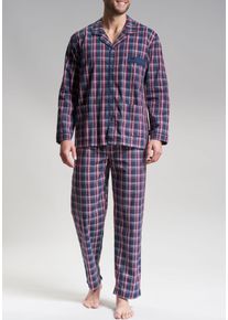 Götzburg GÖTZBURG Herren Pyjama "Clubhouse", Gr. 50, blau, Popeline, Obermaterial: 100% Baumwolle, kariert, klassisch, Homewear-Sets, mit klassischem Look und