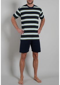 Götzburg GÖTZBURG Herren Shorty, Gr. 48, blau, Single Jersey, Obermaterial: 100% Baumwolle, unifarben, gestreift, casual, Homewear-Sets, mit breitem