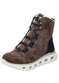 Rieker Damen Winterboots, Gr. 36, braun, Lederimitat, kontrastfarbene Details, sportlich, Schuhe, Schnürboots, Outdoorboots mit wasserabweisender