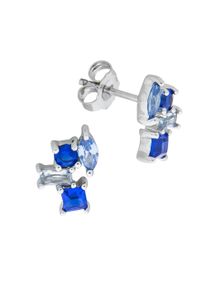 Vivance Damen Paar Ohrstecker "925/- Sterling Silber rhodiniert synth. Steine blau", ONE-SIZE, Silber 925 (Sterlingsilber), weiß, Silber 925