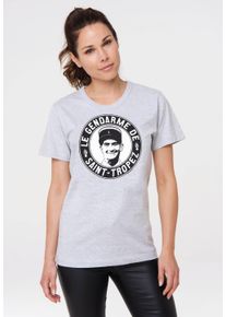 logoshirt Damen T-Shirt "Le Gendarme de Saint-Tropez", grau, casual, Gr. M, bedruckt, meliert, 95% Baumwolle, 5% Viskose, Shirts, mit coolem Print