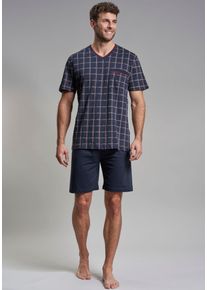 Götzburg GÖTZBURG Herren Shorty "Bronx", Gr. 48, blau, Single Jersey, Obermaterial: 100% Baumwolle, bedruckt, kariert, klassisch, Homewear-Sets, mit feiner