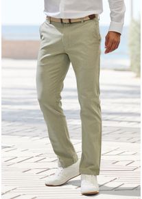 John Devin Herren Chinohose "regular-fit, lange Oxford Hose", grün, casual, Gr. 32, unifarben, Web, Obermaterial: 98% Baumwolle, 2% Elasthan, Hosen,