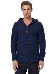 Rusty Neal Herren Kapuzensweatshirt, blau, casual, Gr. XL, meliert, unifarben, 70% Polyacryl, 30% Baumwolle, Sweatshirts, mit modischer Knopfleiste