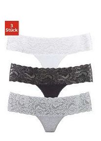 Vivance Damen String, Gr. 32, schwarz-weiß, Single Jersey, Obermaterial: 95% Baumwolle, 5% Elasthan. Spitze: 93% Polyamid, 7% Elasthan (LYCRA),