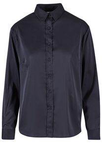 Urban Classics Damen Langarmhemd "Urban Classics Damen Ladies Satin Shirt", schwarz, Gr. M, unifarben, 96% Polyester, 4% Elasthan, Hemden