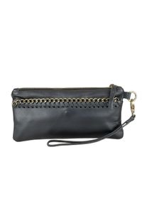 Damen Clutch "Dubai", Collezione Alessandro, schwarz, Leder, Taschen, aus Leder mit goldenen Metallen