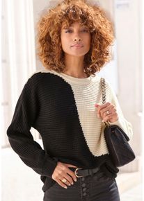 Vivance Damen Strickpullover, beige, modisch, Gr. 32, colorblocking, Rippstrick, Obermaterial: 100% Polyacryl, Pullover, in Colorblock-Optik, Rundhals