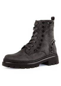 Gabor Damen Schnürboots "Florenz", Gr. 39, grau, Nubukleder, unifarben, modisch, Schuhe, Blockabsatz, Schnürstiefelette, Komfortschuh in Weite G (=